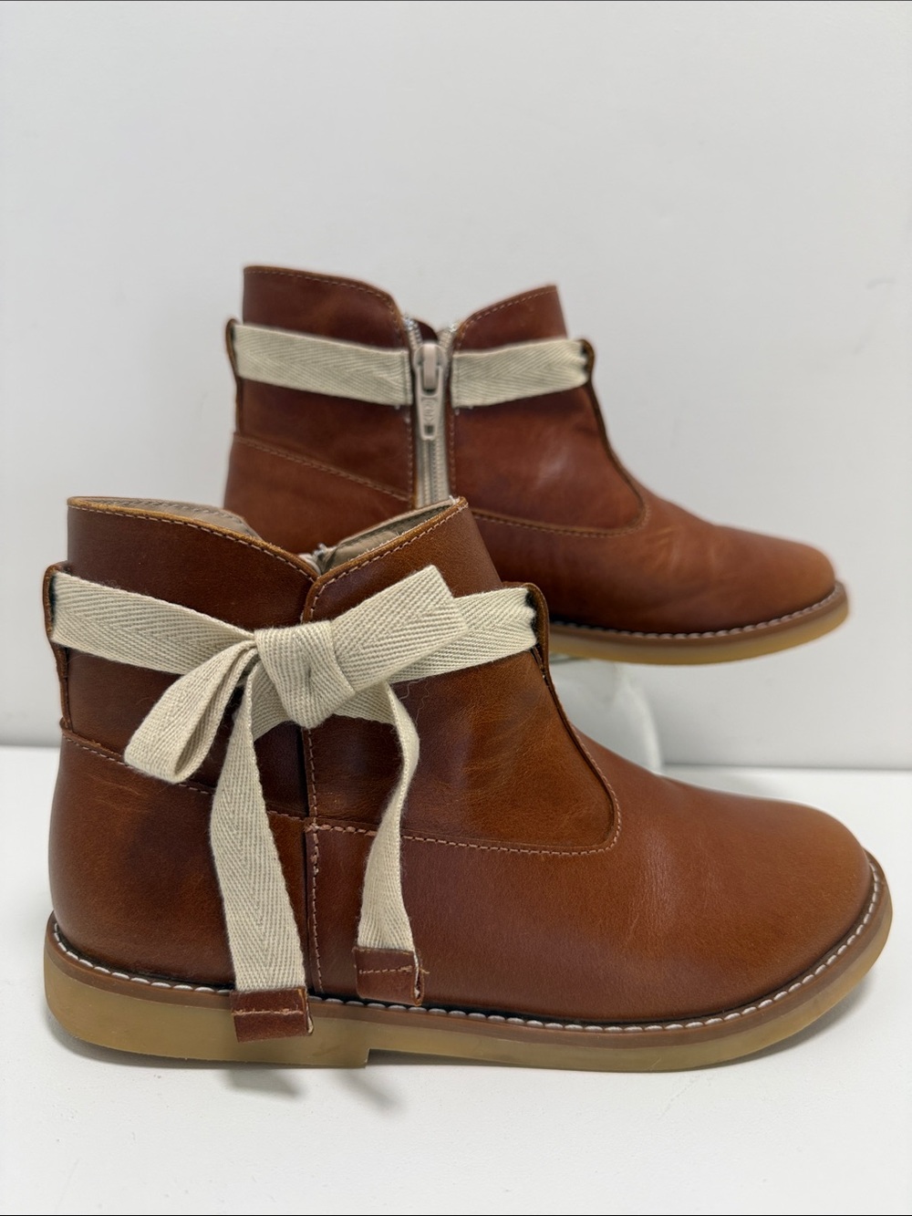 Elephantito Sunny Bootie Brown Ankle Boot w/Cream Bow sz 1 - Picture 3 of 12